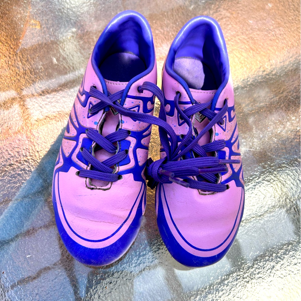 Girl Pink and Purple Soccer Cleats, Size 12
